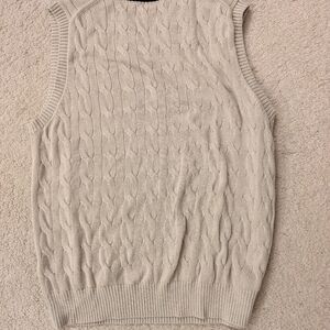 Uniqlo Cable knit sweater vest in beige and black, medium